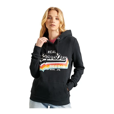 Superdry Women's Rainbow Vintage Logo NS Pullover Hoodie, Kangaroo Pocket