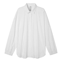 Friday FWD Women's Long Slit Cotton Shirt, Loose Fit