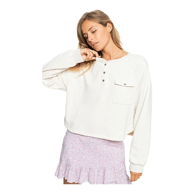 Roxy Women's Sweet Surf Crewneck Crop Sweatshirt, Relaxed Fit