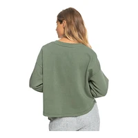 Roxy Women's Sweet Surf Crewneck Crop Sweatshirt, Relaxed Fit