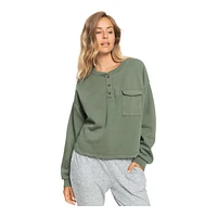 Roxy Women's Sweet Surf Crewneck Crop Sweatshirt, Relaxed Fit