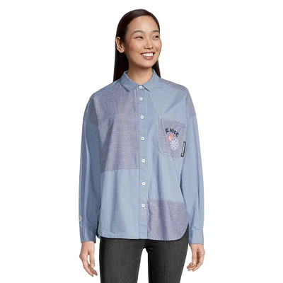 Converse Women's Botton Up Long Sleeve Shirt, Oversized