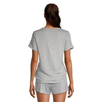 Calvin Klein Women's Featherweight Cotton Blend Lounge T Shirt And Shorts Set