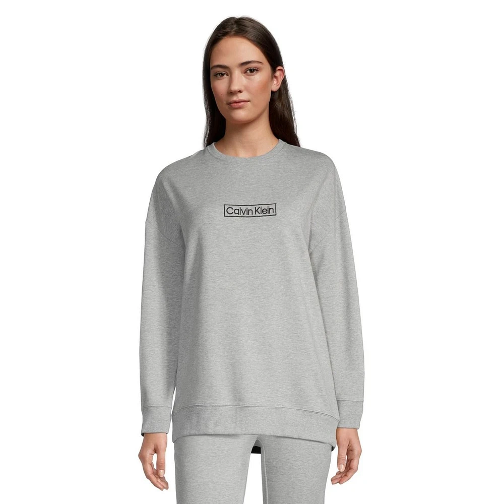 Calvin Klein Women's Reimagined Crewneck French Terry Lounge Sweatshirt, Relaxed Fit