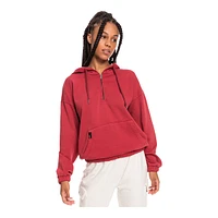 Roxy Women's Down The Line Half-Zip Sweatshirt Hoodie, Cotton Blend, Kangaroo Pocket