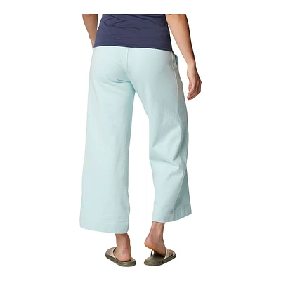 Columbia Women's Lodge French Terry Pants, Casual, Loose Fit, Mid Rise, Wide Leg Crop, Stretch