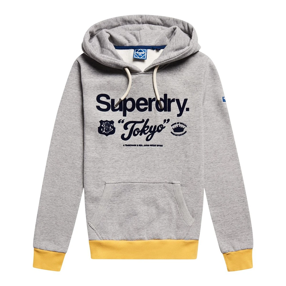 Superdry Women's American Classics Ringer Pullover Hoodie, Kangaroo Pocket