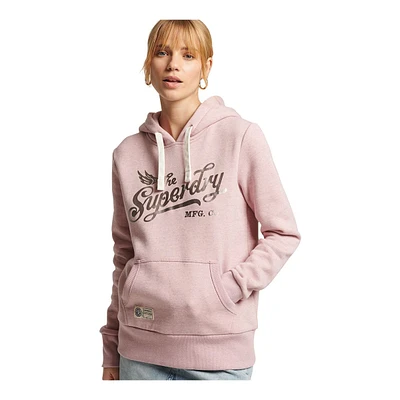 Superdry Women's Vintage Script Style College Pullover Hoodie, Kangaroo Pocket