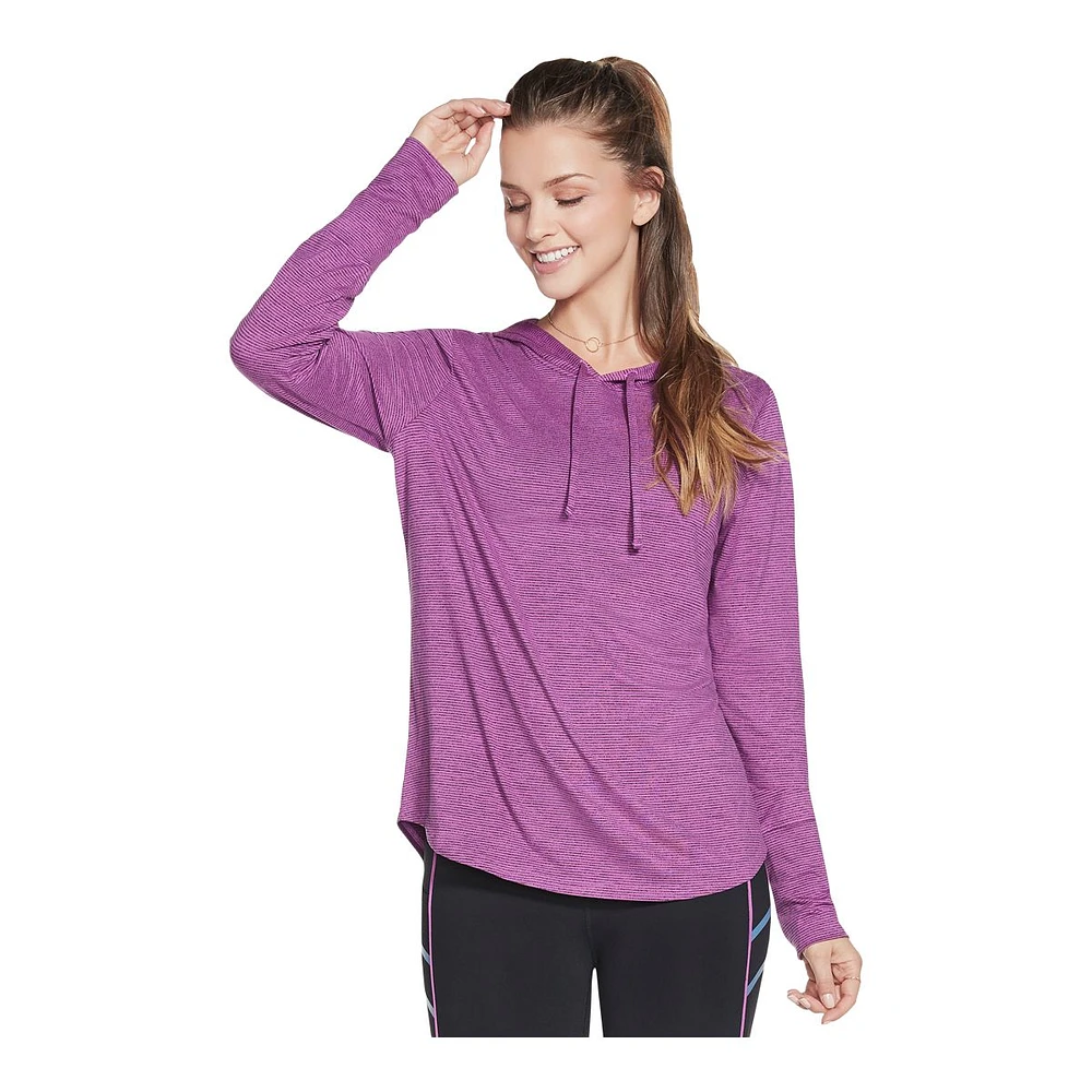 Skechers Women's Harmony Stripe Pullover Hoodie, Kangaroo Pocket