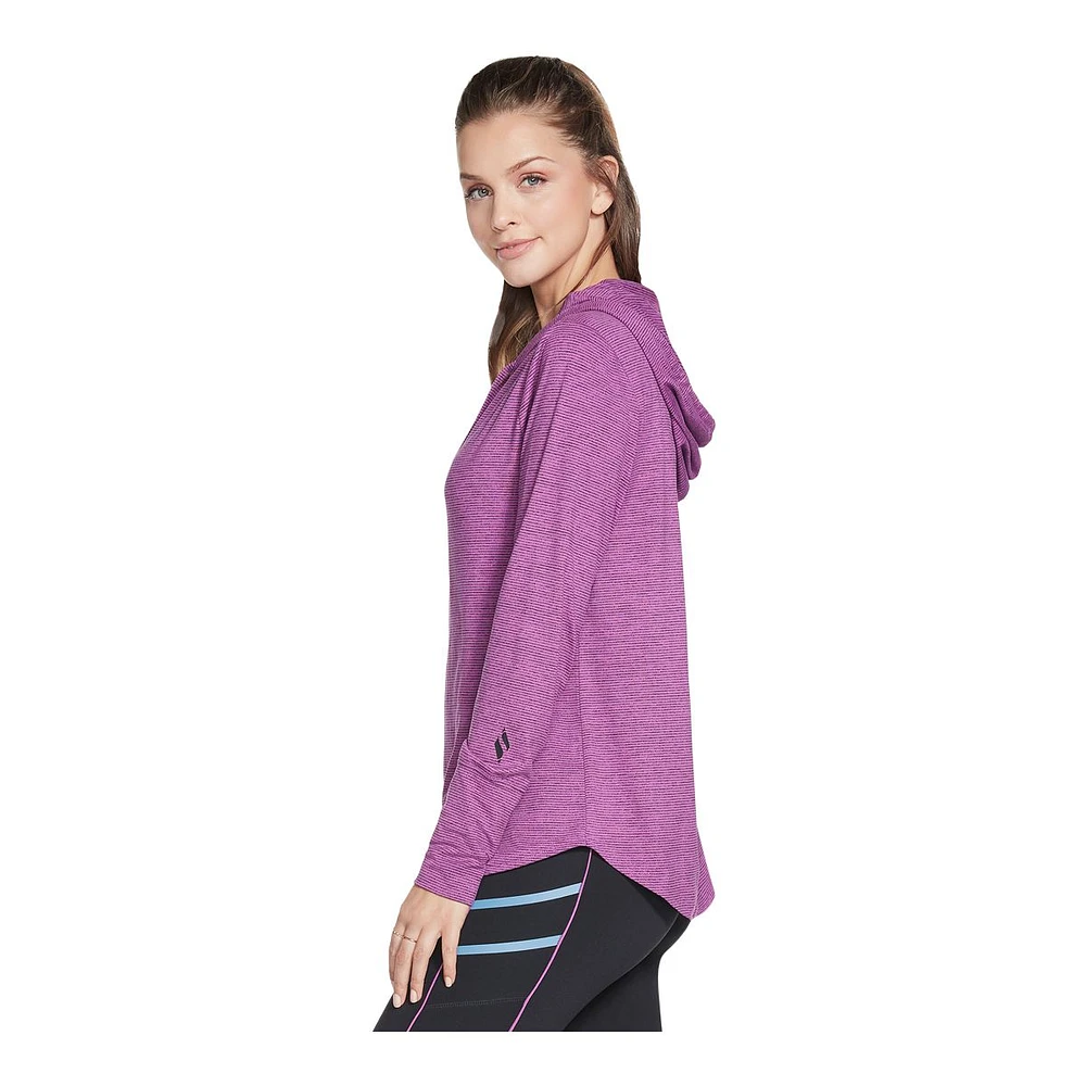 Skechers Women's Harmony Stripe Pullover Hoodie, Kangaroo Pocket