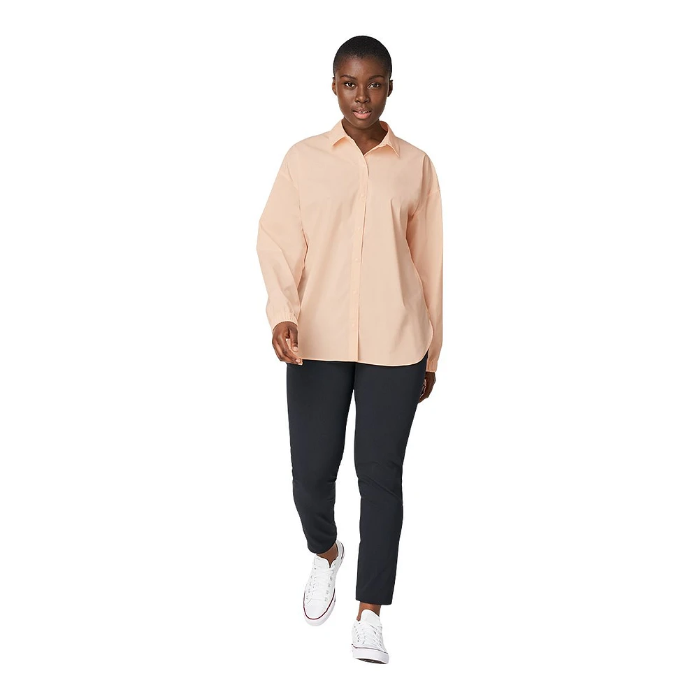 Friday FWD Women's Long Sleeve Half Zip Shirt, Loose Fit