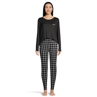 Calvin Klein Women's Brushed Jersey Long Sleeve Shirt and Jogger Pants Set