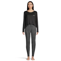 Calvin Klein Women's Brushed Jersey Long Sleeve Shirt and Jogger Pants Set