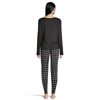 Calvin Klein Women's Brushed Jersey Long Sleeve Shirt and Jogger Pants Set