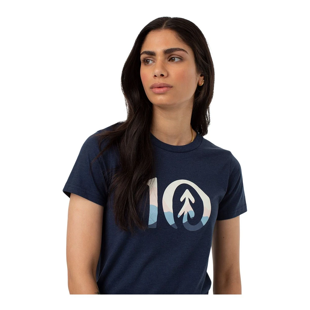 tentree Women's Mountain Sunset Ten Logo T Shirt