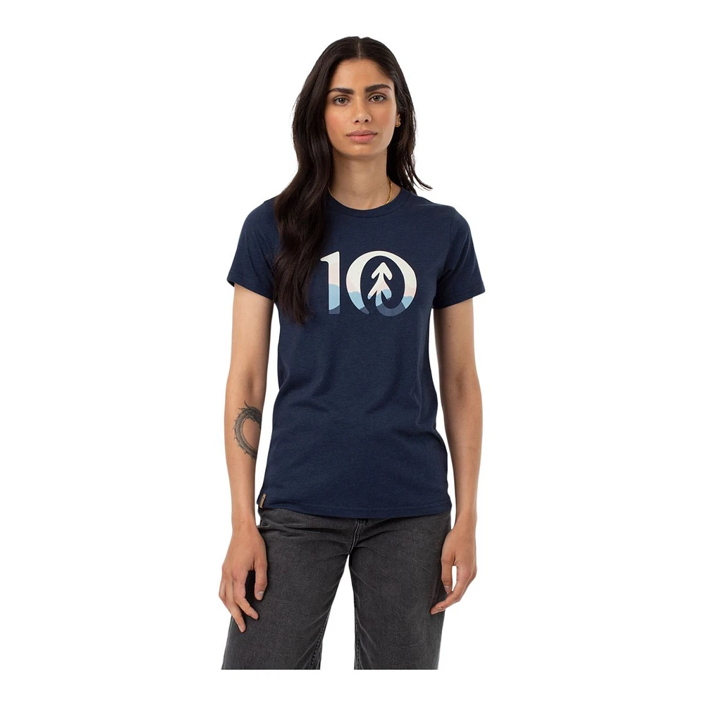 tentree Women's Mountain Sunset Ten Logo T Shirt