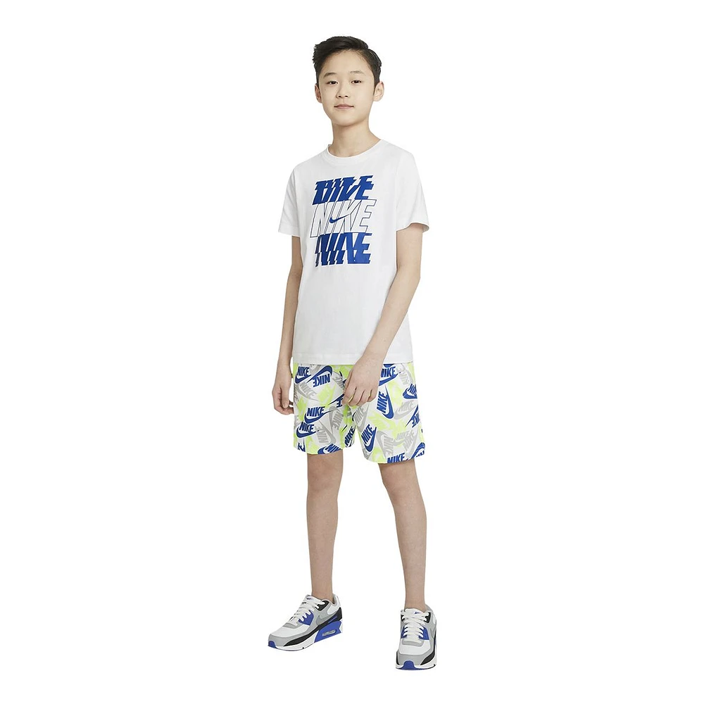 Nike Boys' Woven All Over Print Shorts, Kids', Elastic Waistband, Pockets