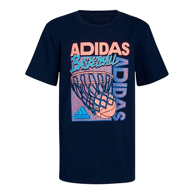 adidas Boys' Basketball T Shirt, Kids', Crewneck, Cotton, Graphic