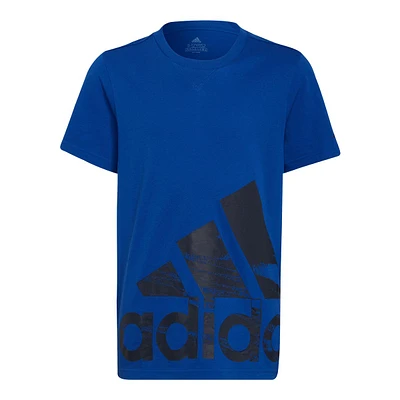 adidas Boys' Big Logo Badge Of Sport Wrap T Shirt, Kids', Crewneck, Cotton, Graphic