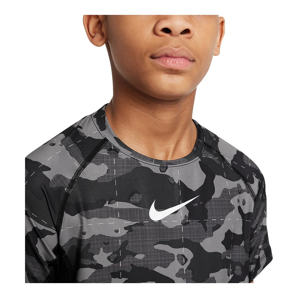 Nike Pro Boys' Dri-FIT All Over Print T Shirt, Kids, Quick Dry