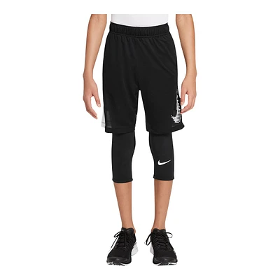 Nike Boys' Pro Dri-FIT 3QT Tights, Kids', 3/4 Cropped, Lightweight, Athletic, Training