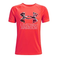 Under Armour Boys' Tech Hybrid Print Fill T Shirt, Kids, Crewneck