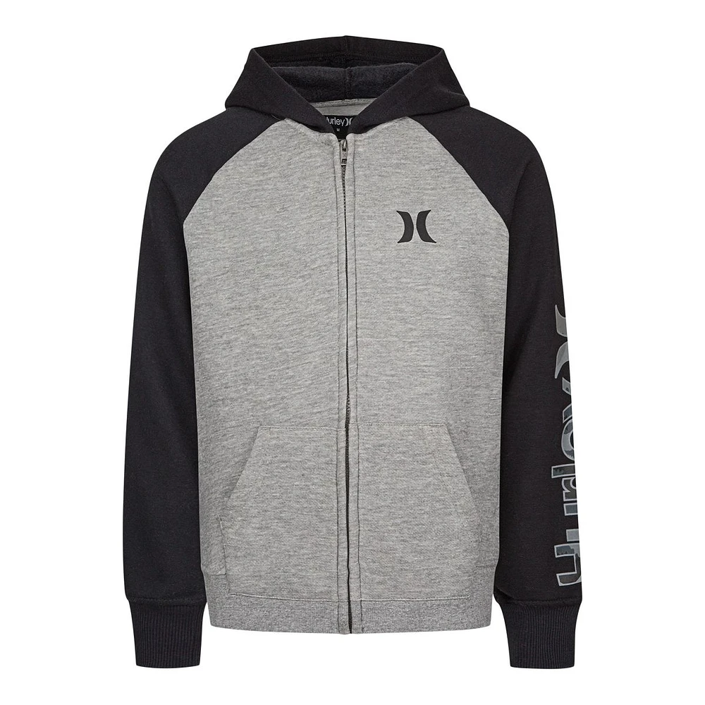 Hurley Boys' Dri-Fit Solar Hoodie, Kids', Full Zip, Fleece, Kangaroo Pocket