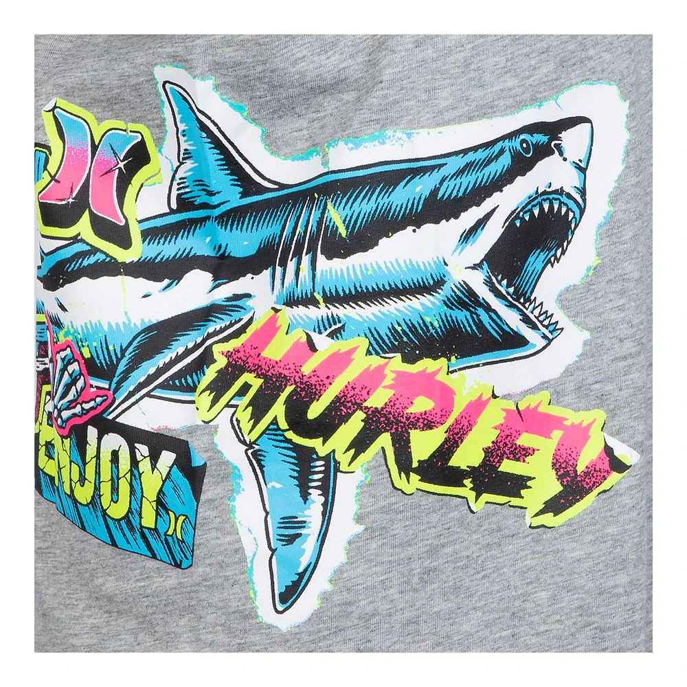 Hurley Boys' Shark Wrap T Shirt, Kids', Crewneck, Cotton, Graphic