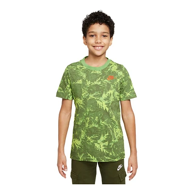 Nike Sportswear Boys' Camo Leaf T Shirt, Kids', Crewneck, Cotton, Graphic