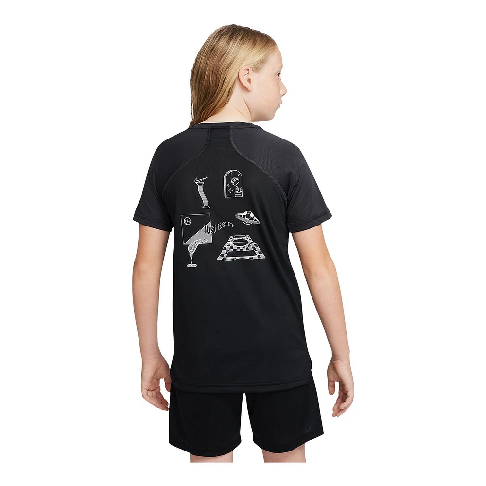 Nike Boys' Dri-FIT Fitted All Over Print T Shirt, Kids, Crewneck, Athletic