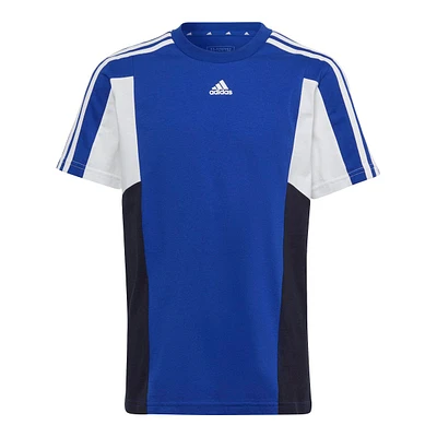 adidas Boys' Essentials 3-Stripe Color Block T Shirt