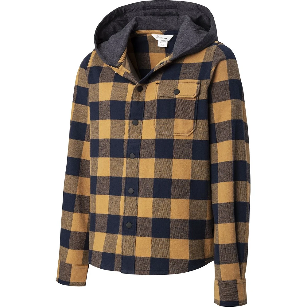 Ripzone Boys' Hideout 2.0 Hooded Plaid Long Sleeve Shirt