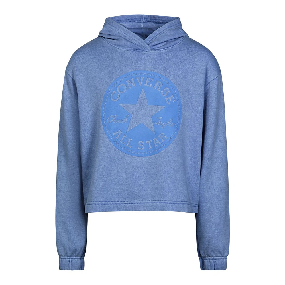 Converse Girls' Washed Hoodie, Kids', Pullover, Cotton, Kangaroo Pocket