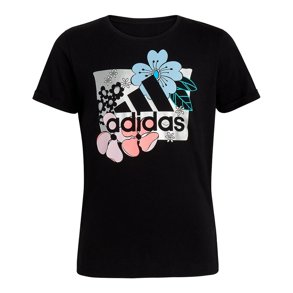 adidas Girls' Rolled Sleeve T Shirt