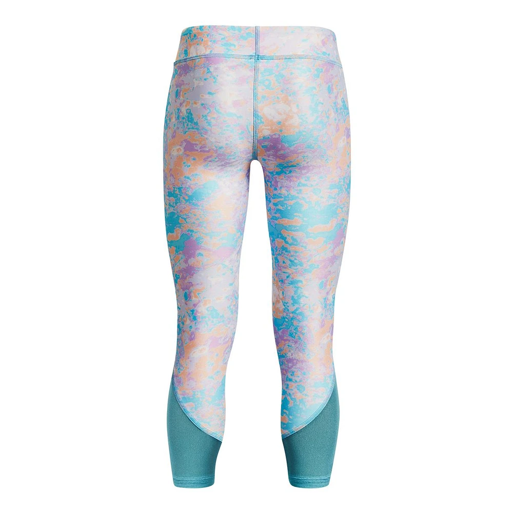 Under Armour Girls' HeatGear© Crop Printed Leggings, Kids', Capri, Athletic