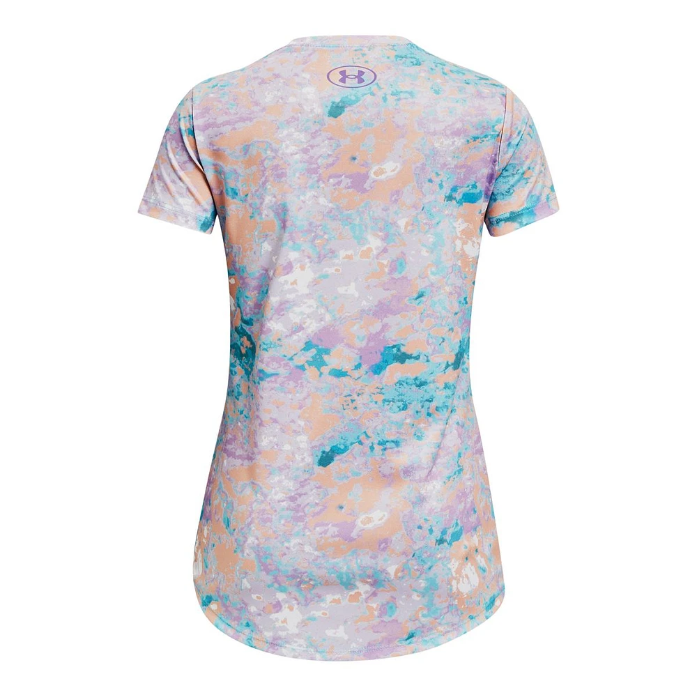 Under Armour Girls' Tech Cloud Print T Shirt