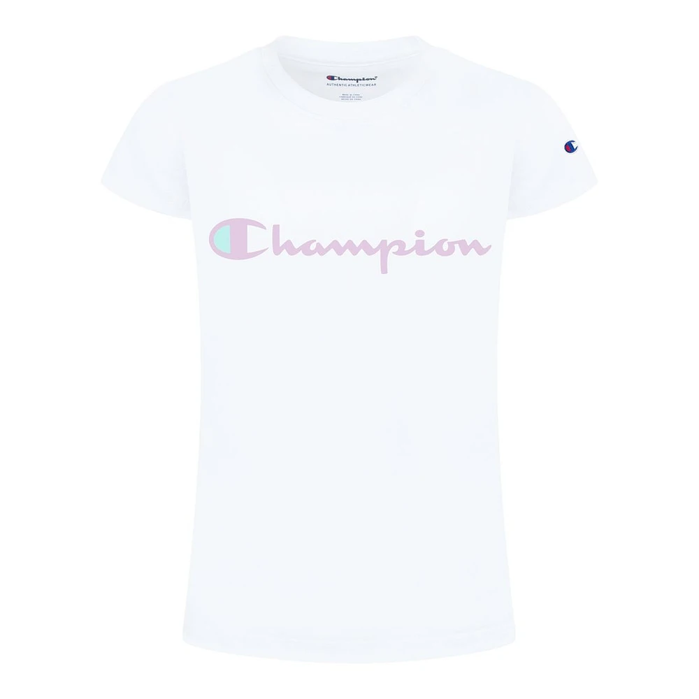 Champion Girls' Classic Script Graphic T Shirt