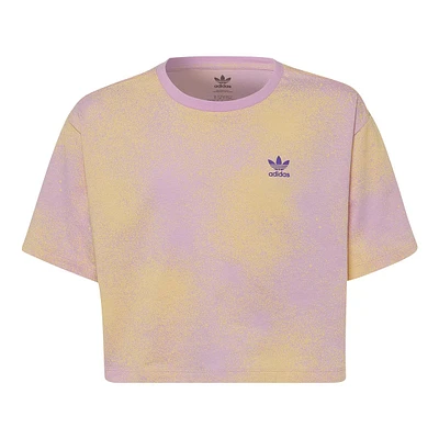 adidas Originals Girls' All Over Print Spray Paint Crop T Shirt