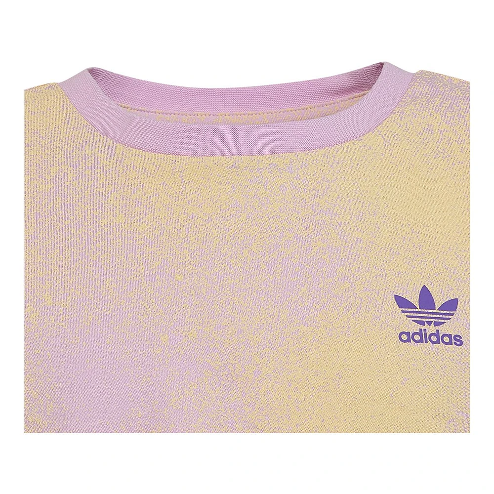 adidas Originals Girls' All Over Print Spray Paint Crop T Shirt