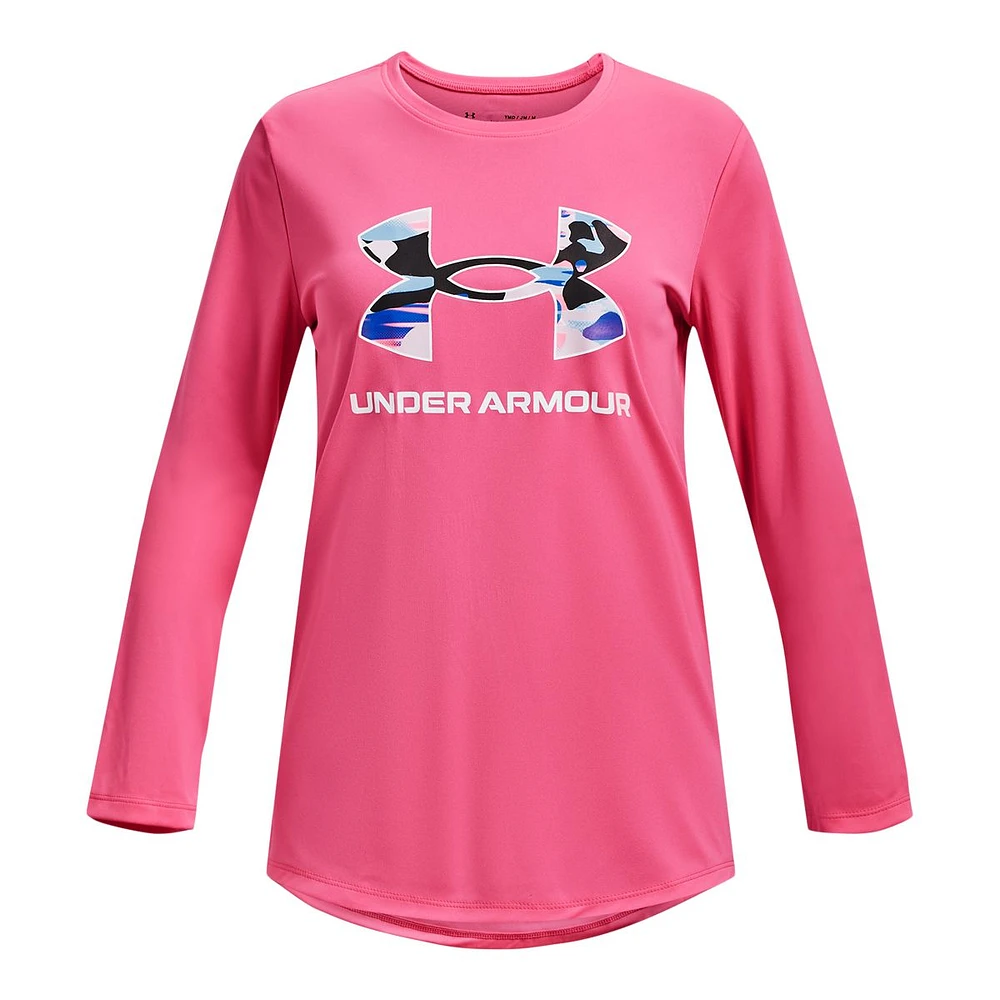 Under Armour Girls' Tech Big Logo Print Long Sleeve T Shirt