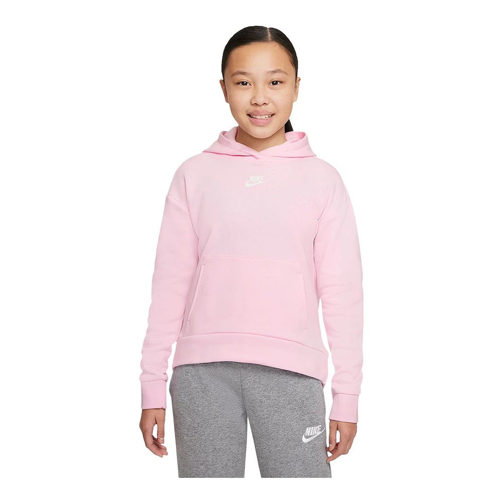 Nike Girls' Club Hoodie, Kids', Pullover, Fleece, Kangaroo Pocket