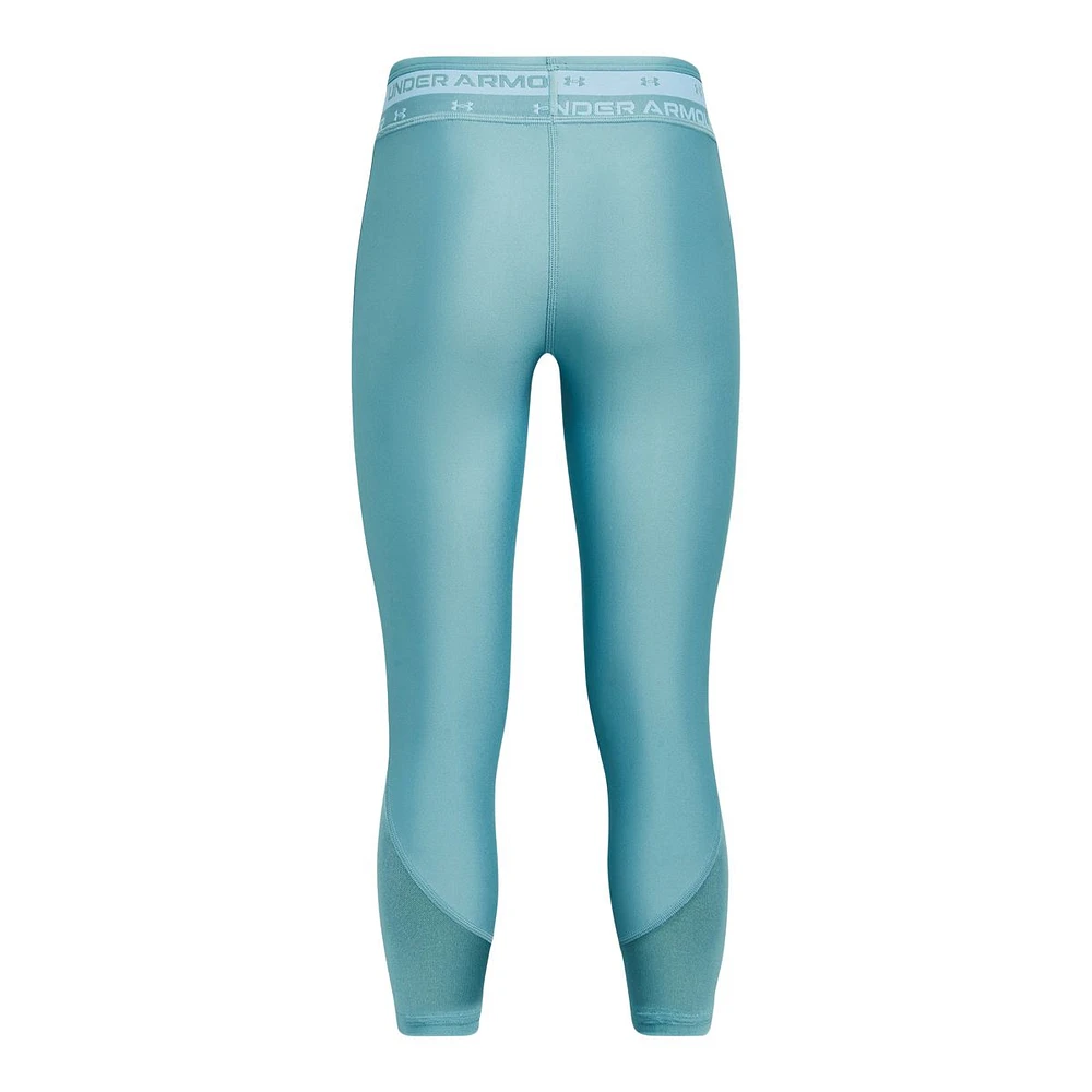 Under Armour Girls' HeatGear® Crop Leggings, Kids', Capri, Anti-Odour, Athletic