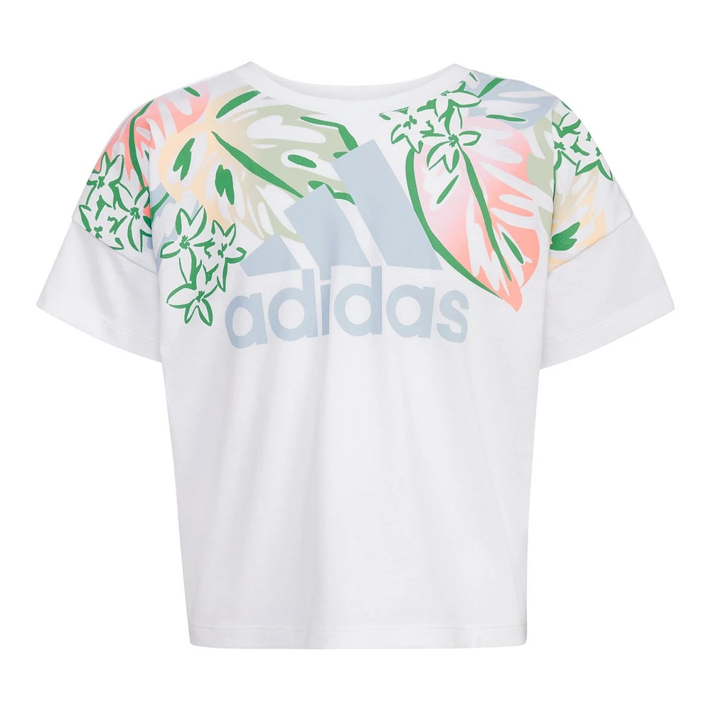 adidas Girls' Loose Box Floral T Shirt