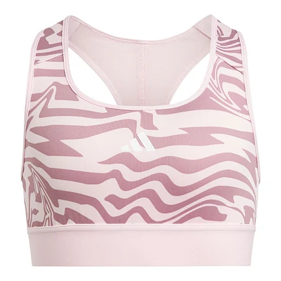 adidas Girls' JG Tiger All Over Print Power Sports Bra