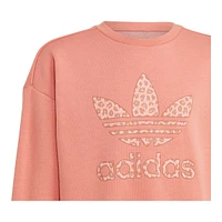 adidas Originals Girls' Animal Print Boyfriend Crew T Shirt