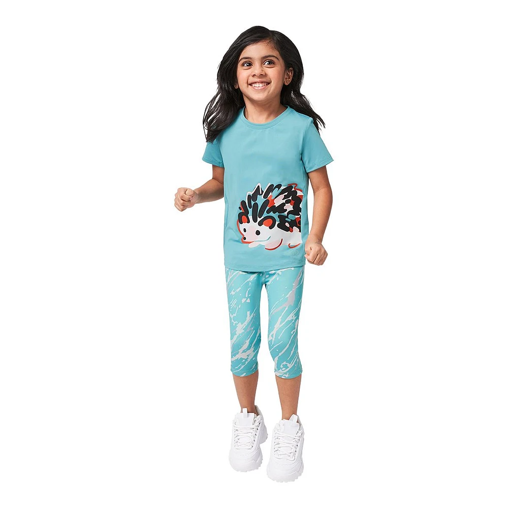 FWD Kids' Toddler Girls' Marble Reversible Crop Leggings, Casual, Stretch