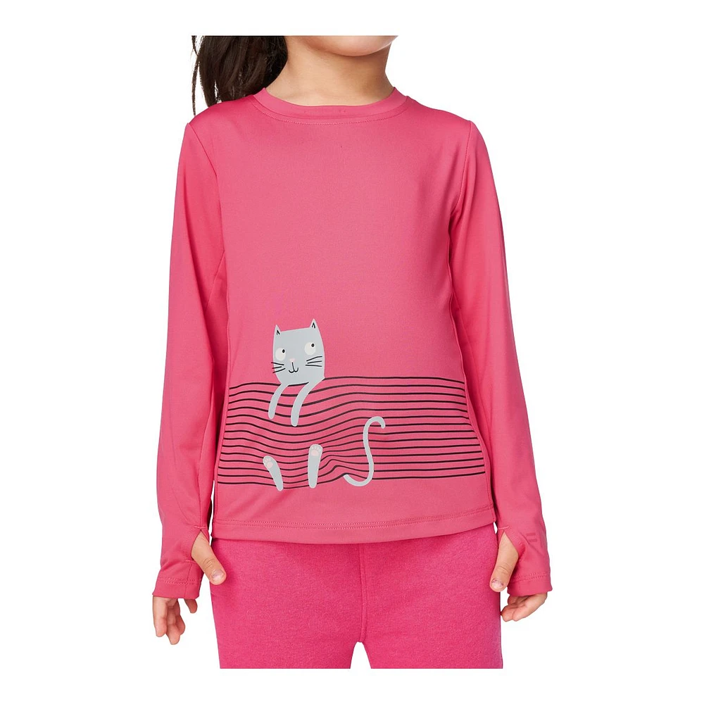 FWD Toddler Girls' Layering Cat Long Sleeve T Shirt