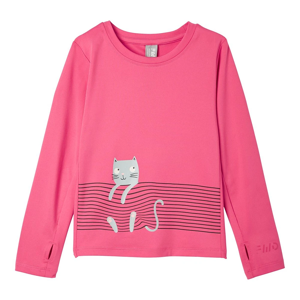 FWD Toddler Girls' Layering Cat Long Sleeve T Shirt