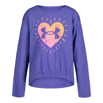 Under Armour Toddler Girls' 2-4 Heart Watercolor Long Sleeve T Shirt