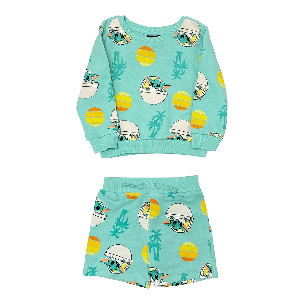 Character Toddler Boys' Grogu All Over Print Vacation 2 Piece Set